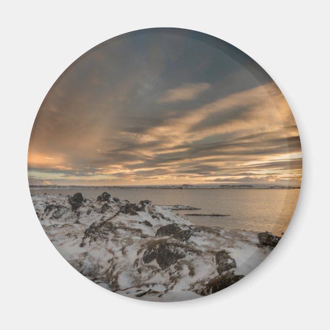 Sunset over lake Myvatn, Iceland Magnet (Front)