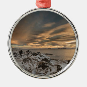 Sunset over lake Myvatn, Iceland Metal Ornament