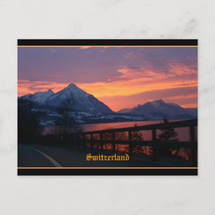 Sunset over lake Thun near Interlaken Switzerland Postcard