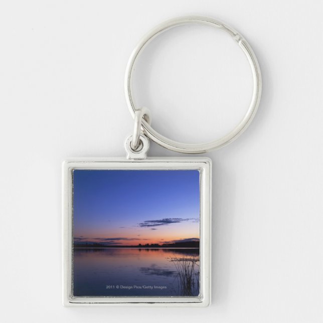 Sunset Over Lake Wabamun With Grass Keychain (Front)
