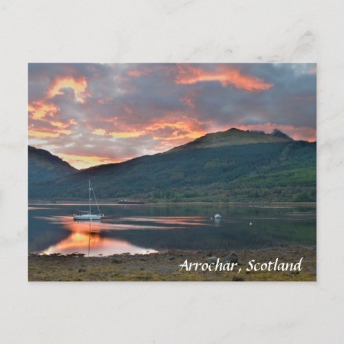 Sunset over Loch Long Arrochar Scotland Postcard