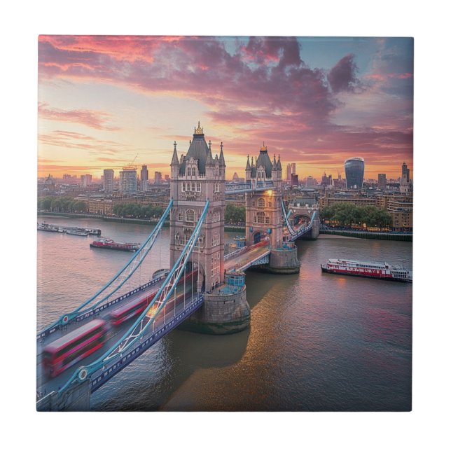 Sunset over London  Ceramic Tile (Front)