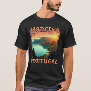 Sunset over Madeira, Portugal in grunge style T-Shirt