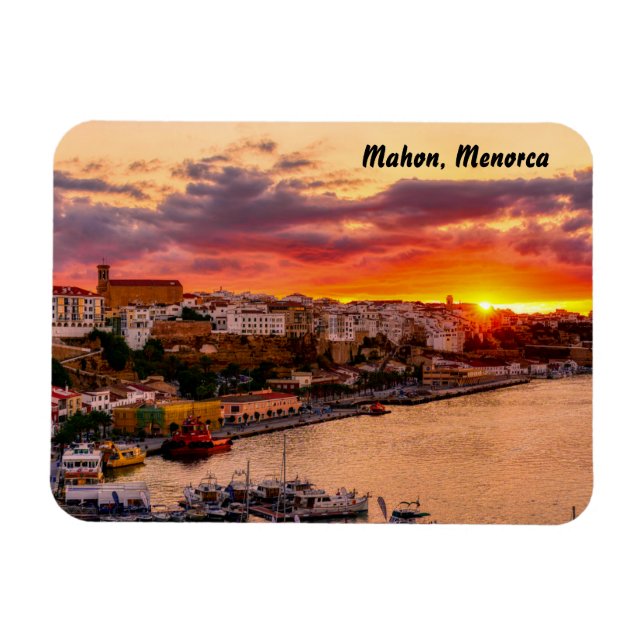 Sunset over Mahon harbor - Menorca, Spain Magnet (Horizontal)