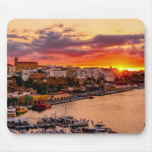 Sunset over Mahon harbor - Menorca, Spain Mouse Pad (Front)