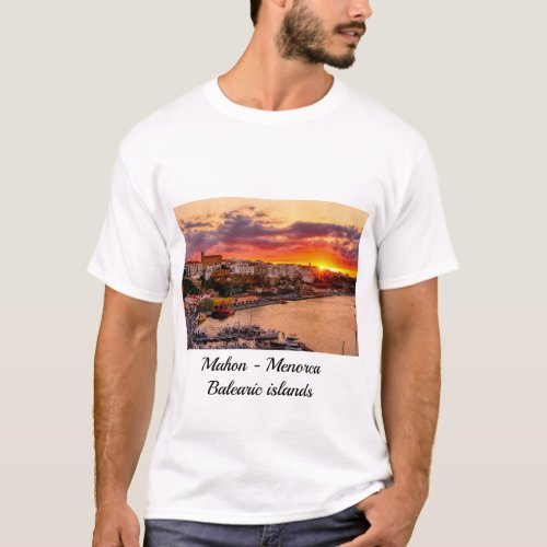 Sunset over Mahon harbor _ Menorca Spain T_Shirt