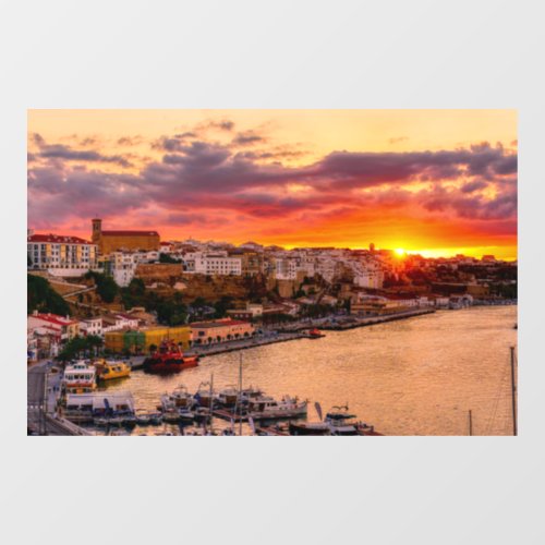 Sunset over Mahon harbor _ Menorca Spain Window Cling