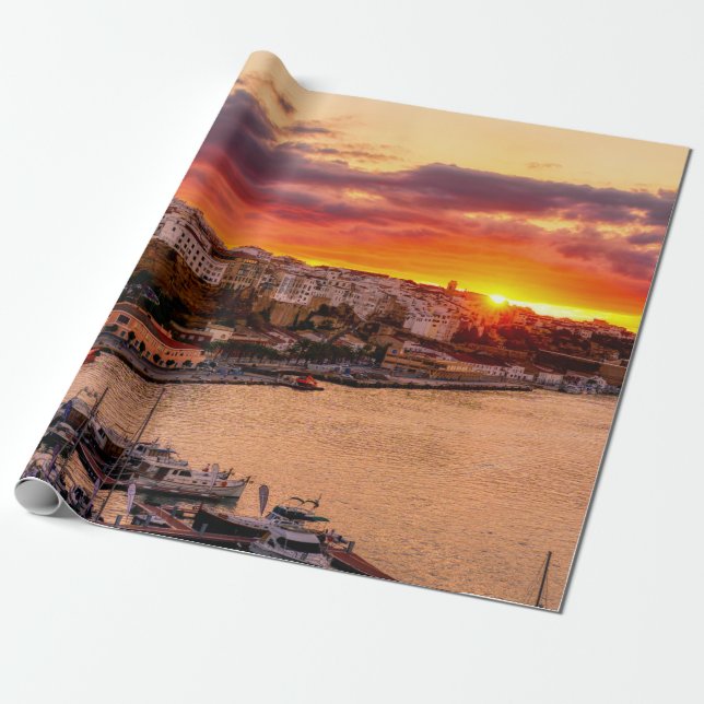 Sunset over Mahon harbor - Menorca, Spain Wrapping Paper (Unrolled)