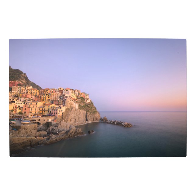 Sunset over Manarola village in Cinque Terre Metal Print (Front)