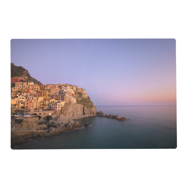 Sunset over Manarola village in Cinque Terre Placemat (Back)