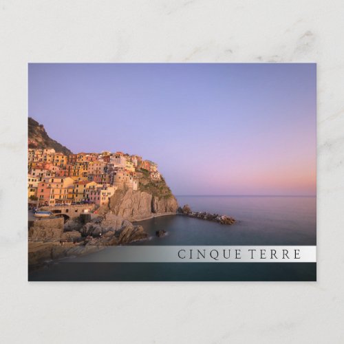 Sunset over Manarola village in Cinque Terre Postcard