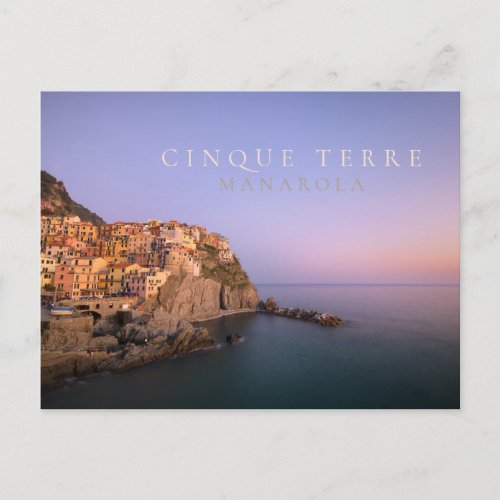 Sunset over Manarola village in Cinque Terre Postcard