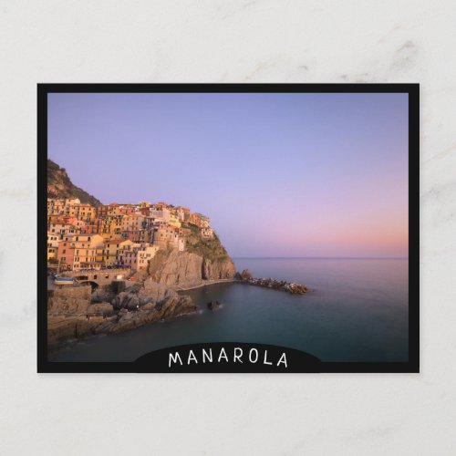 Sunset over Manarola village in Cinque Terre Postcard