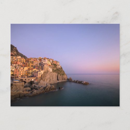 Sunset over Manarola village in Cinque Terre Postcard