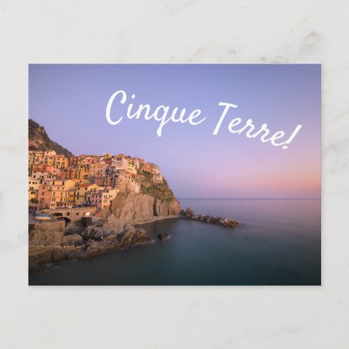 Sunset over Manarola village in Cinque Terre Postcard