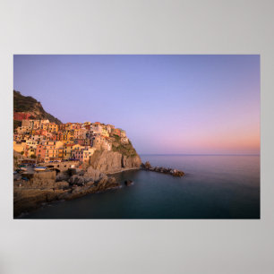 Sunset over Manarola village in Cinque Terre Poster