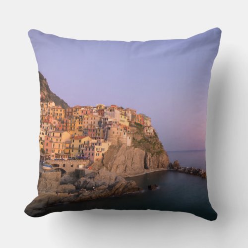 Sunset over Manarola village in Cinque Terre Throw Pillow
