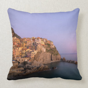 Sunset over Manarola village in Cinque Terre Throw Pillow