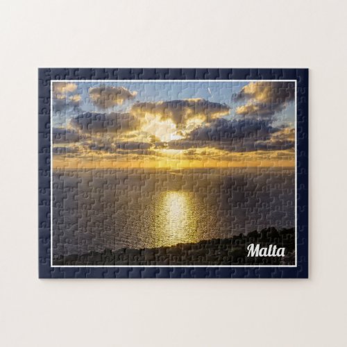 Sunset Over Mediterranean Sea On Island Of Malta Jigsaw Puzzle