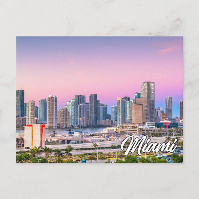 Sunset Over Miami, Florida, United States Postcard (Front)