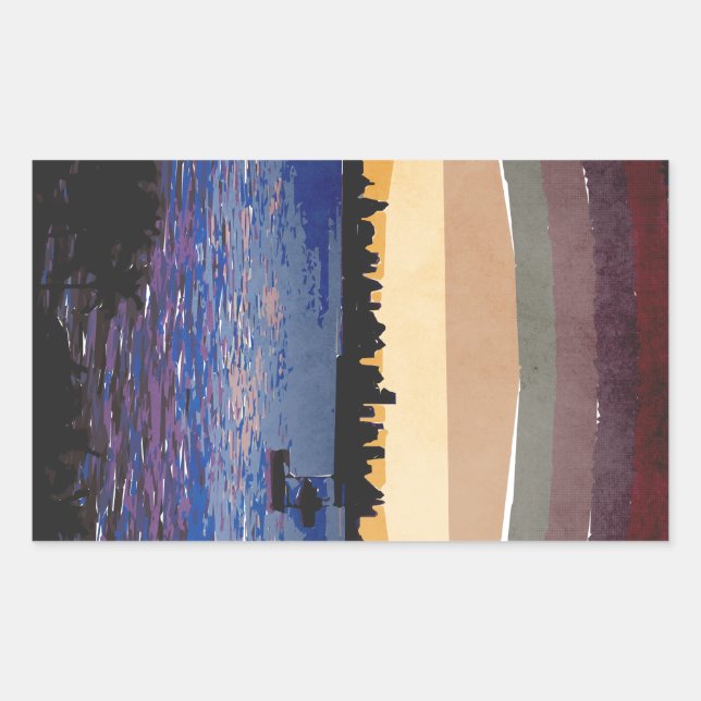 Sunset Over Miami Rectangular Sticker (Front)