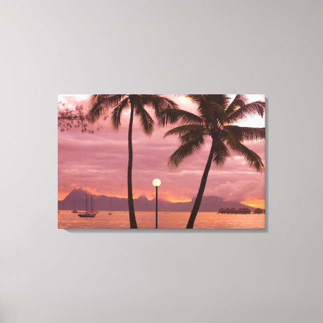 Sunset over Moorea from Sofitel Maeva Beach Canvas Print (Front)