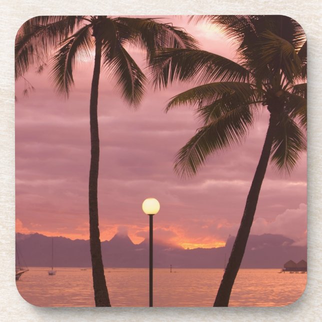 Sunset over Moorea from Sofitel Maeva Beach Coaster (Front)