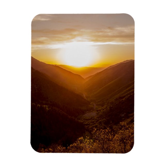 Sunset Over Mountains Landscape Magnet (Vertical)