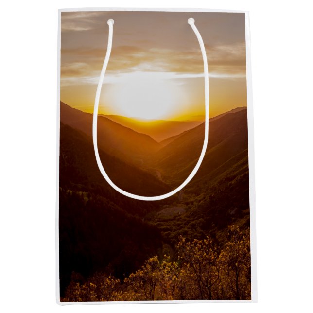 Sunset Over Mountains Landscape Medium Gift Bag (Front)