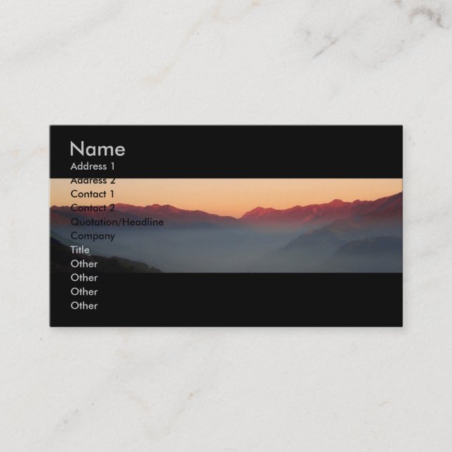 Sunset Over Mountains/Profile Card (Front)