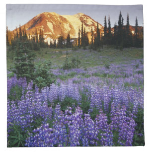Sunset over Mt. Adams and a sub-alpine meadow Cloth Napkin
