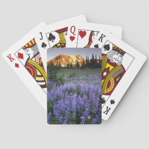 Sunset over Mt. Adams and a sub-alpine meadow Poker Cards