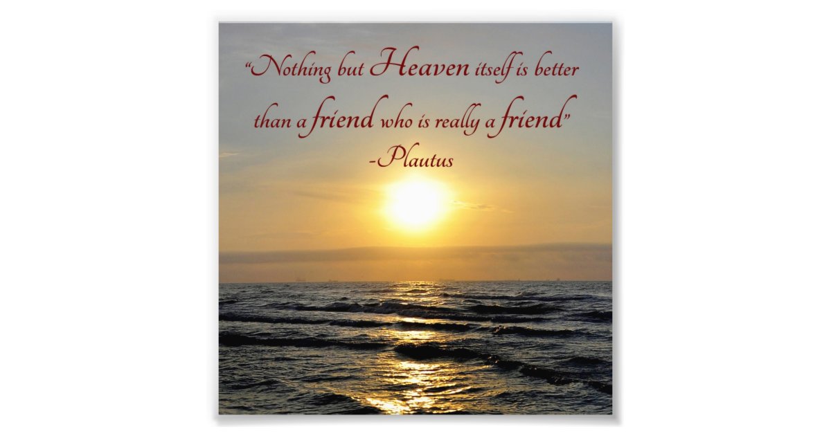 Sunset Over Ocean Friendship Quote Square Photo Zazzle Com