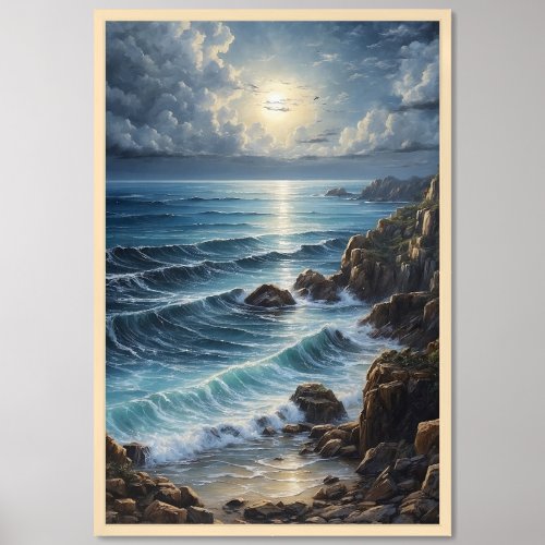 sunset over ocean painting framed art