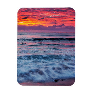 Sunset over ocean waves, California Magnet