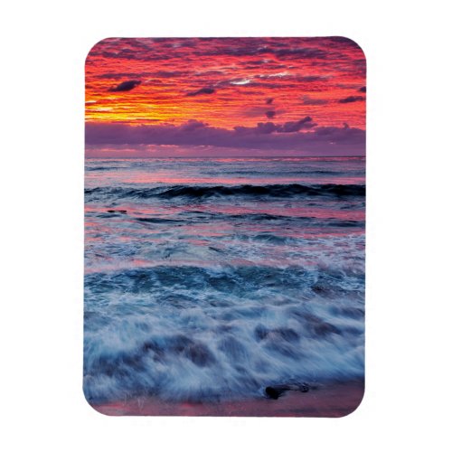 Sunset over ocean waves California Magnet