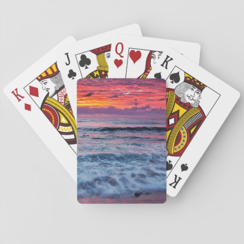 Sunset over ocean waves California Poker Cards