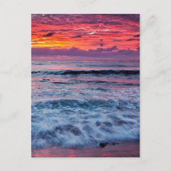 Sunset Over Ocean Waves  California Postcard by tothebeach at Zazzle