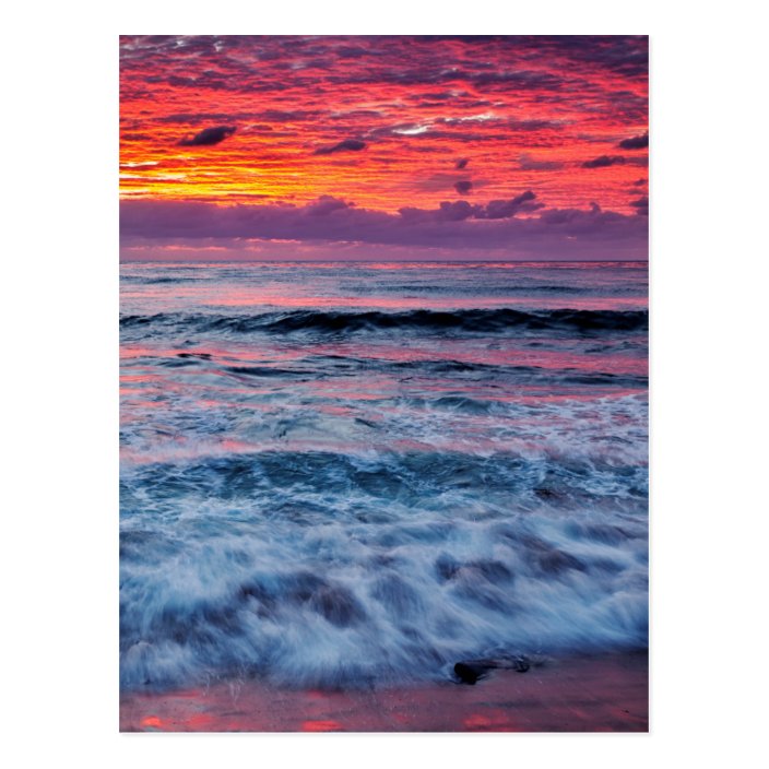 Sunset Over Ocean Waves California Postcard Zazzle Com