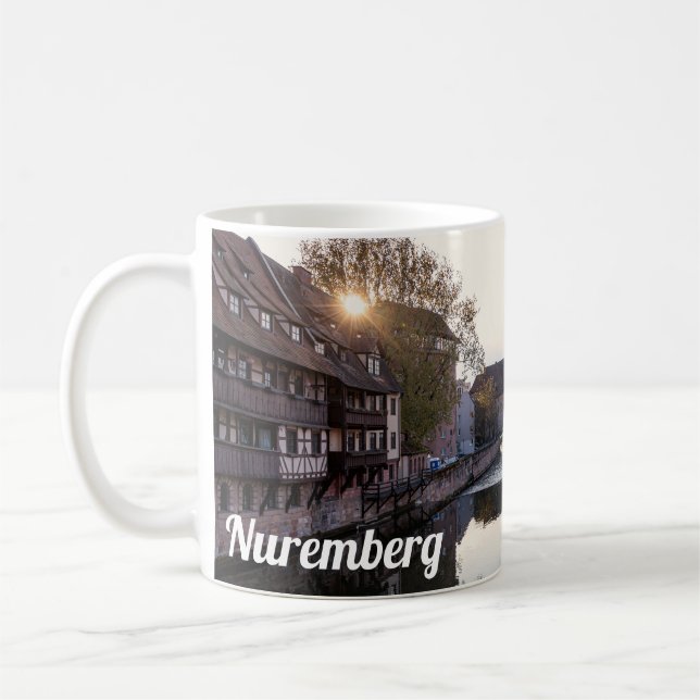 Sunset over old medieval bridge in Nuremberg Coffee Mug (Left)