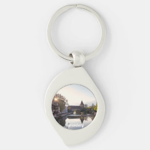 Sunset over old medieval bridge in Nuremberg Keychain