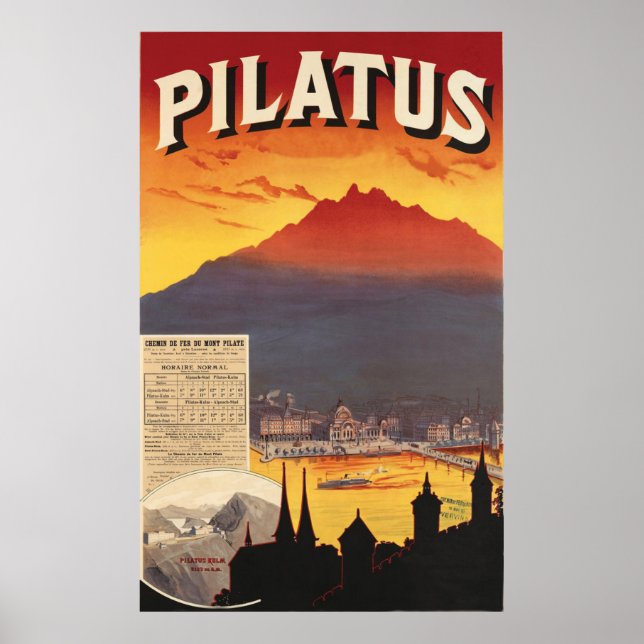 Sunset over Pilatus, Switzerland Poster (Front)