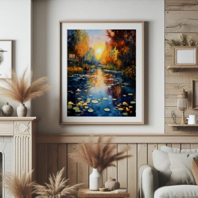 Sunset over Pond Impressionism Photo Print (Creator Uploaded)