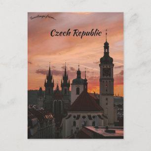 Sunset Over Prague Czech Republic Postcard