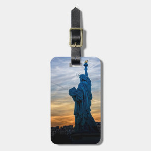 Sunset over Replica of the Liberty Statue in Paris Luggage Tag