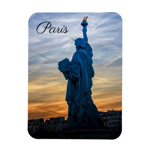 Sunset over Replica of the Liberty Statue in Paris Magnet
