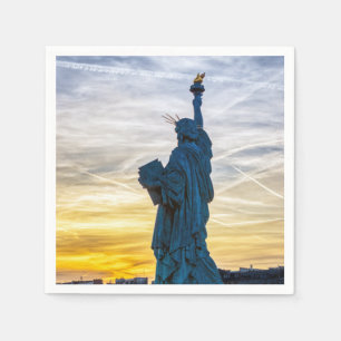 Sunset over Replica of the Liberty Statue in Paris Napkins