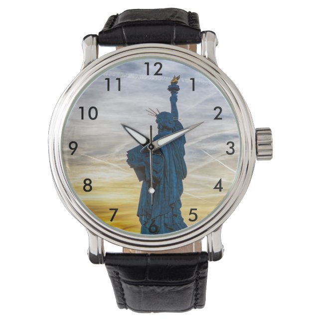 Sunset over Replica of the Liberty Statue in Paris Watch (Front)