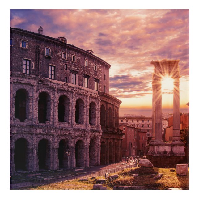 Sunset over Rome Colosseum in Rome Acrylic Print (Front)