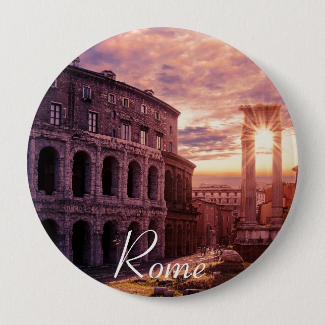 Sunset over Rome Colosseum in Rome Button (Front)